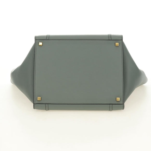 CELINE Luggage Small Square Phantom Hand Bag Leather Gray Gold Auth am11897M