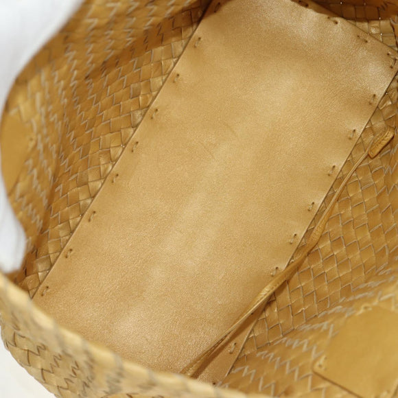 BOTTEGA VENETA INTRECCIATO Cabas PM Hand Bag Leather Gold 141498 Auth am11898V