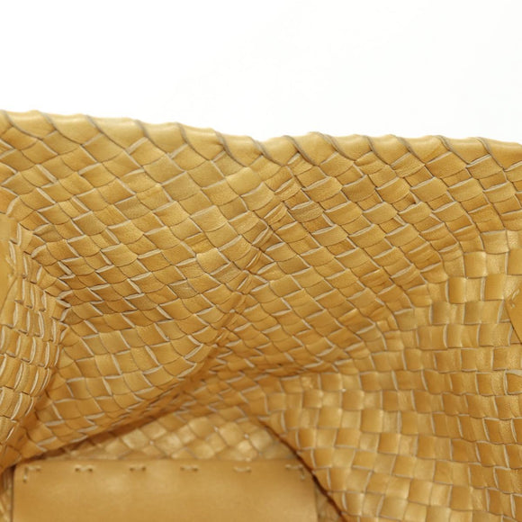 BOTTEGA VENETA INTRECCIATO Cabas PM Hand Bag Leather Gold 141498 Auth am11898V