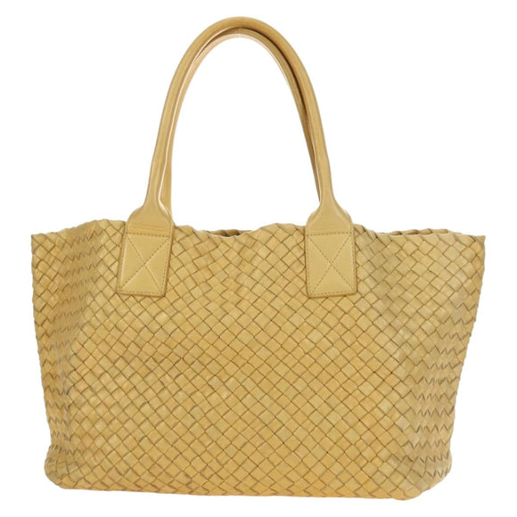 BOTTEGA VENETA INTRECCIATO Cabas PM Hand Bag Leather Gold 141498 Auth am11898V