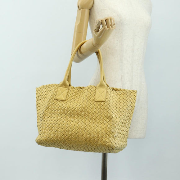 BOTTEGA VENETA INTRECCIATO Cabas PM Hand Bag Leather Gold 141498 Auth am11898V