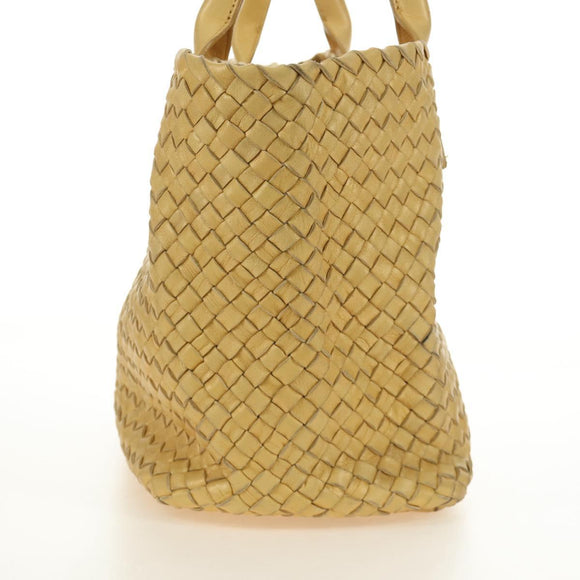 BOTTEGA VENETA INTRECCIATO Cabas PM Hand Bag Leather Gold 141498 Auth am11898V
