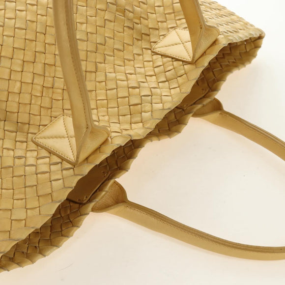 BOTTEGA VENETA INTRECCIATO Cabas PM Hand Bag Leather Gold 141498 Auth am11898V