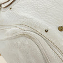 Chloe Paddington Hand Bag Leather White Gold Silver Auth am11899V-16