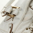 Chloe Paddington Hand Bag Leather White Gold Silver Auth am11899V-18