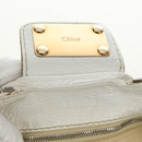 Chloe Paddington Hand Bag Leather White Gold Silver Auth am11899V-22