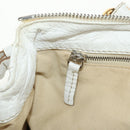 Chloe Paddington Hand Bag Leather White Gold Silver Auth am11899V-26