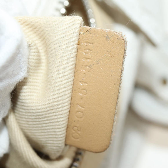 Chloe Paddington Hand Bag Leather White Gold Silver Auth am11899V