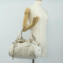 Chloe Paddington Hand Bag Leather White Gold Silver Auth am11899V-29
