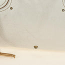 Chloe Paddington Hand Bag Leather White Gold Silver Auth am11899V-3