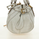 Chloe Paddington Hand Bag Leather White Gold Silver Auth am11899V-6