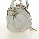 Chloe Paddington Hand Bag Leather White Gold Silver Auth am11899V-7