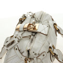 Chloe Paddington Hand Bag Leather White Gold Silver Auth am11899V-8