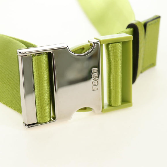 FENDI PORTER Collaboration Mamma Baguette Nylon LIme Green Silver Auth am11901M