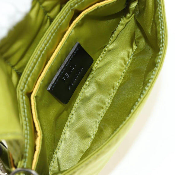 FENDI PORTER Collaboration Mamma Baguette Nylon LIme Green Silver Auth am11901M