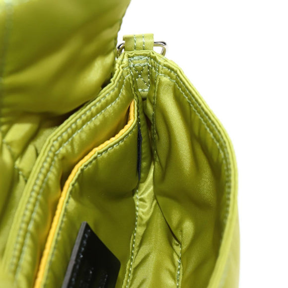 FENDI PORTER Collaboration Mamma Baguette Nylon LIme Green Silver Auth am11901M