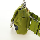 FENDI PORTER Collaboration Mamma Baguette Nylon LIme Green Silver Auth am11901M-4