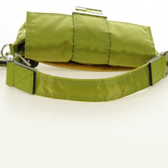 FENDI PORTER Collaboration Mamma Baguette Nylon LIme Green Silver Auth am11901M