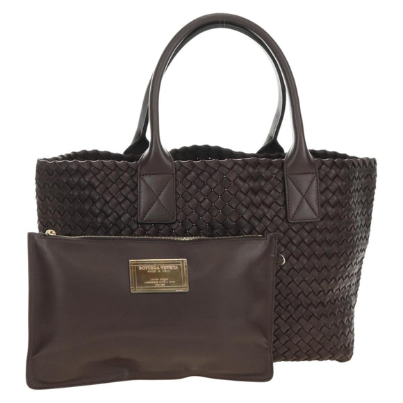BOTTEGA VENETA INTRECCIATO Cabas PM Hand Bag Leather Brown 141498 Auth am11902SM