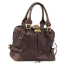 Chloe Paddington Hand Bag Leather Brown Gold Silver Auth am11904A-1