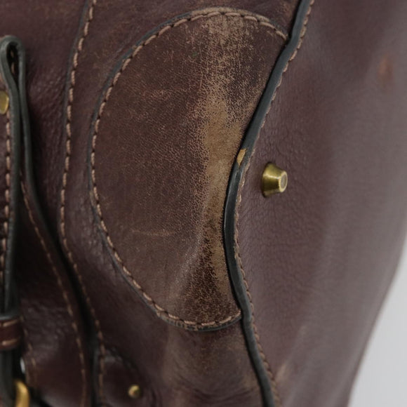 Chloe Paddington Hand Bag Leather Brown Gold Silver Auth am11904A