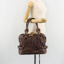 Chloe Paddington Hand Bag Leather Brown Gold Silver Auth am11904A-24