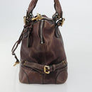 Chloe Paddington Hand Bag Leather Brown Gold Silver Auth am11904A-3