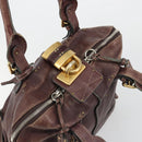 Chloe Paddington Hand Bag Leather Brown Gold Silver Auth am11904A-6