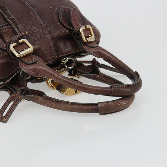 Chloe Paddington Hand Bag Leather Brown Gold Silver Auth am11904A