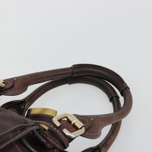 Chloe Paddington Hand Bag Leather Brown Gold Silver Auth am11904A