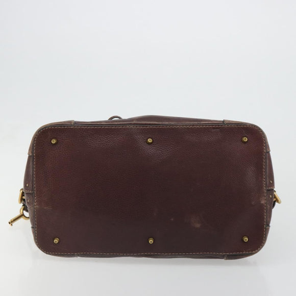 Chloe Paddington Hand Bag Leather Brown Gold Silver Auth am11904A