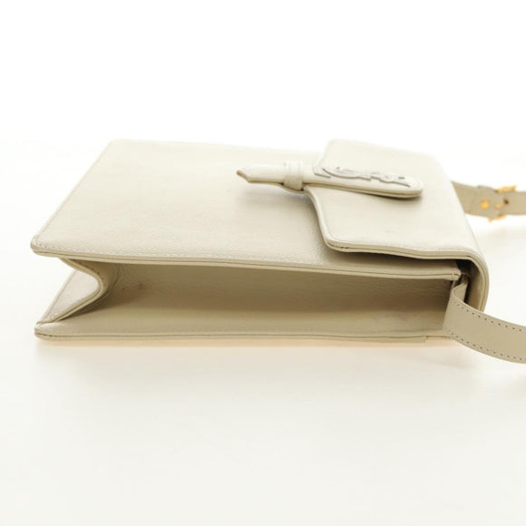 SAINT LAURENT YSL Shoulder Bag Leather Ivory Gold Auth am11905V
