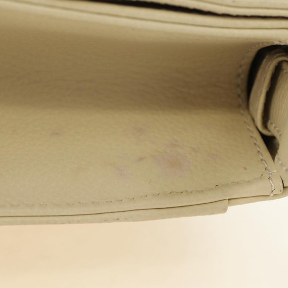 SAINT LAURENT YSL Shoulder Bag Leather Ivory Gold Auth am11905V
