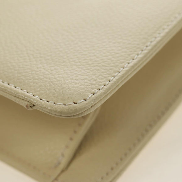 SAINT LAURENT YSL Shoulder Bag Leather Ivory Gold Auth am11905V