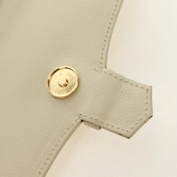 SAINT LAURENT YSL Shoulder Bag Leather Ivory Gold Auth am11905V
