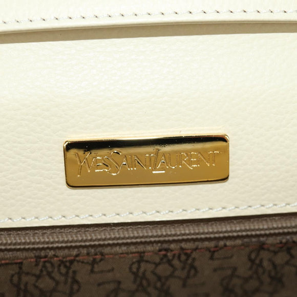 SAINT LAURENT YSL Shoulder Bag Leather Ivory Gold Auth am11905V