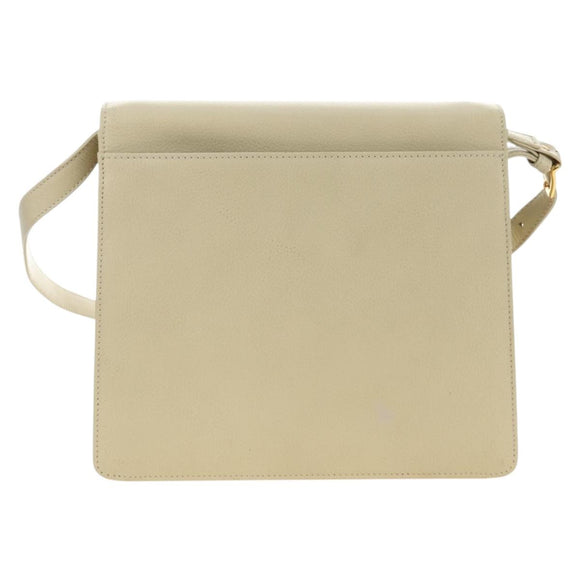SAINT LAURENT YSL Shoulder Bag Leather Ivory Gold Auth am11905V
