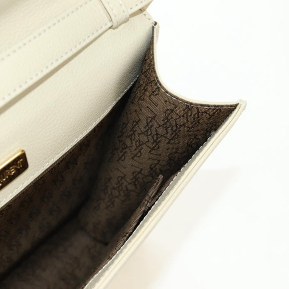 SAINT LAURENT YSL Shoulder Bag Leather Ivory Gold Auth am11905V