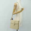 SAINT LAURENT YSL Shoulder Bag Leather Ivory Gold Auth am11905V-28