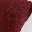 FENDI Zucchino Canvas Mamma Baguette Shoulder Bag Red Gold Auth am11906A-16