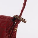 FENDI Zucchino Canvas Mamma Baguette Shoulder Bag Red Gold Auth am11906A-17