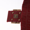 FENDI Zucchino Canvas Mamma Baguette Shoulder Bag Red Gold Auth am11906A-10