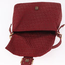 FENDI Zucchino Canvas Mamma Baguette Shoulder Bag Red Gold Auth am11906A-19