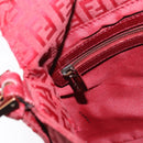 FENDI Zucchino Canvas Mamma Baguette Shoulder Bag Red Gold Auth am11906A-23