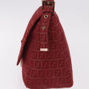 FENDI Zucchino Canvas Mamma Baguette Shoulder Bag Red Gold Auth am11906A-3