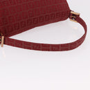 FENDI Zucchino Canvas Mamma Baguette Shoulder Bag Red Gold Auth am11906A-7