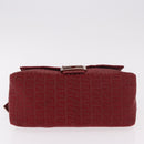 FENDI Zucchino Canvas Mamma Baguette Shoulder Bag Red Gold Auth am11906A-5