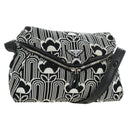 PRADA Shoney Jacquard Shoulder Bag Wool Black White Silver Auth am11907SAM-1