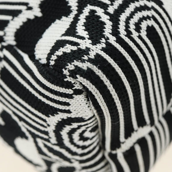 PRADA Shoney Jacquard Shoulder Bag Wool Black White Silver Auth am11907SAM