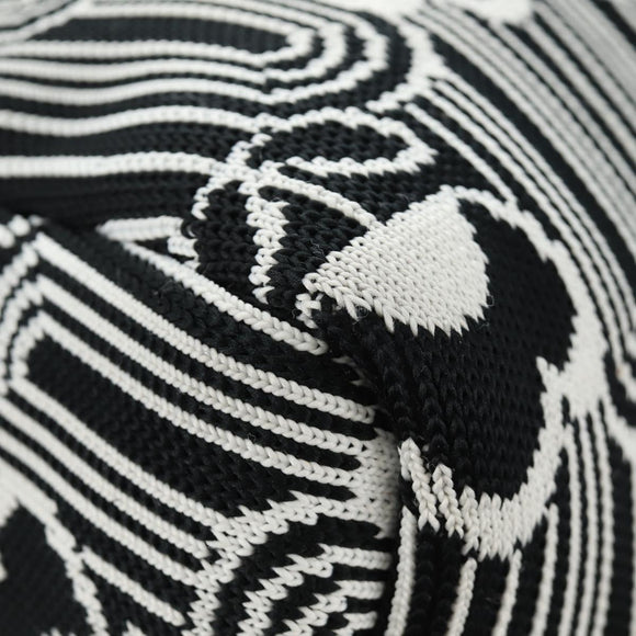 PRADA Shoney Jacquard Shoulder Bag Wool Black White Silver Auth am11907SAM